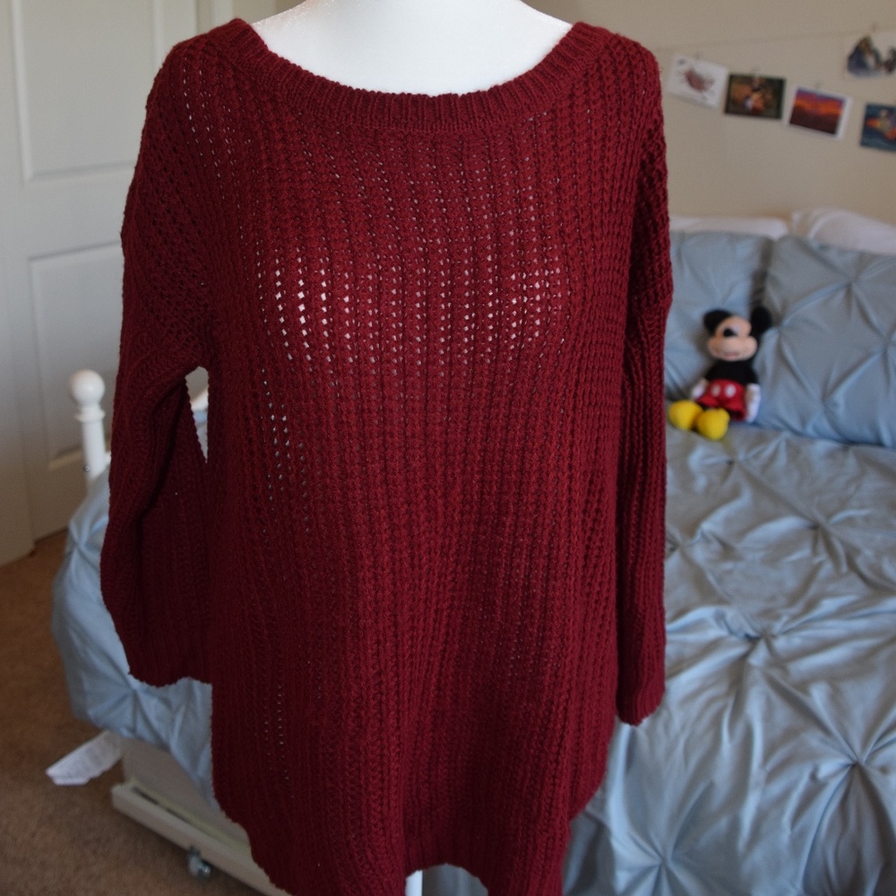 Light Knit Oversized Maroon Sweater